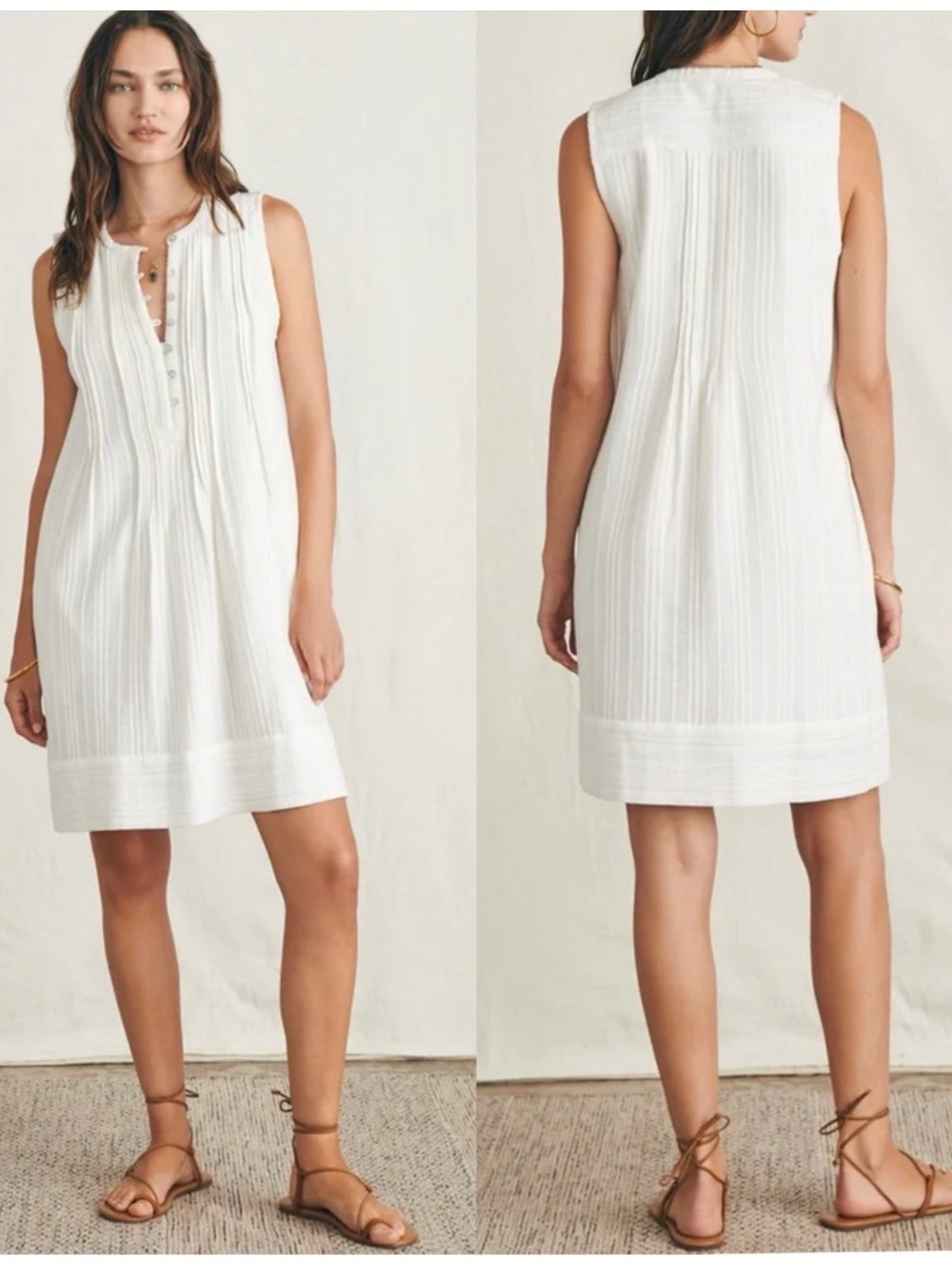 Faherty Isha White Linen Dress